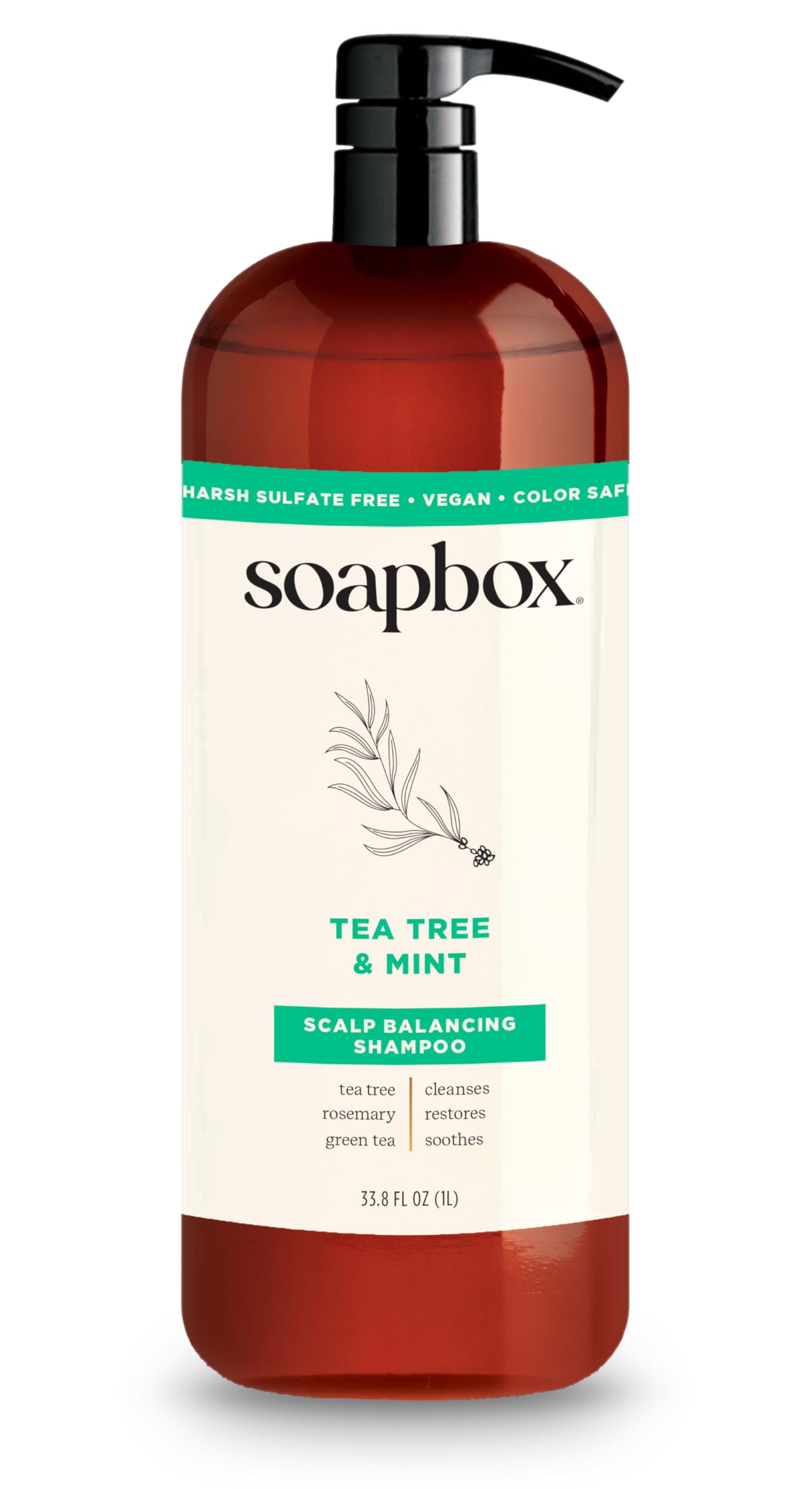 Amazon.com : Soapbox Tea Tree & Mint Shampoo, Leaves Hair & Scalp